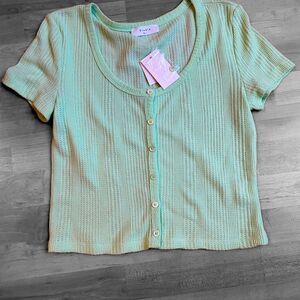 Elodie Waffle Crop Top Sz L NWT